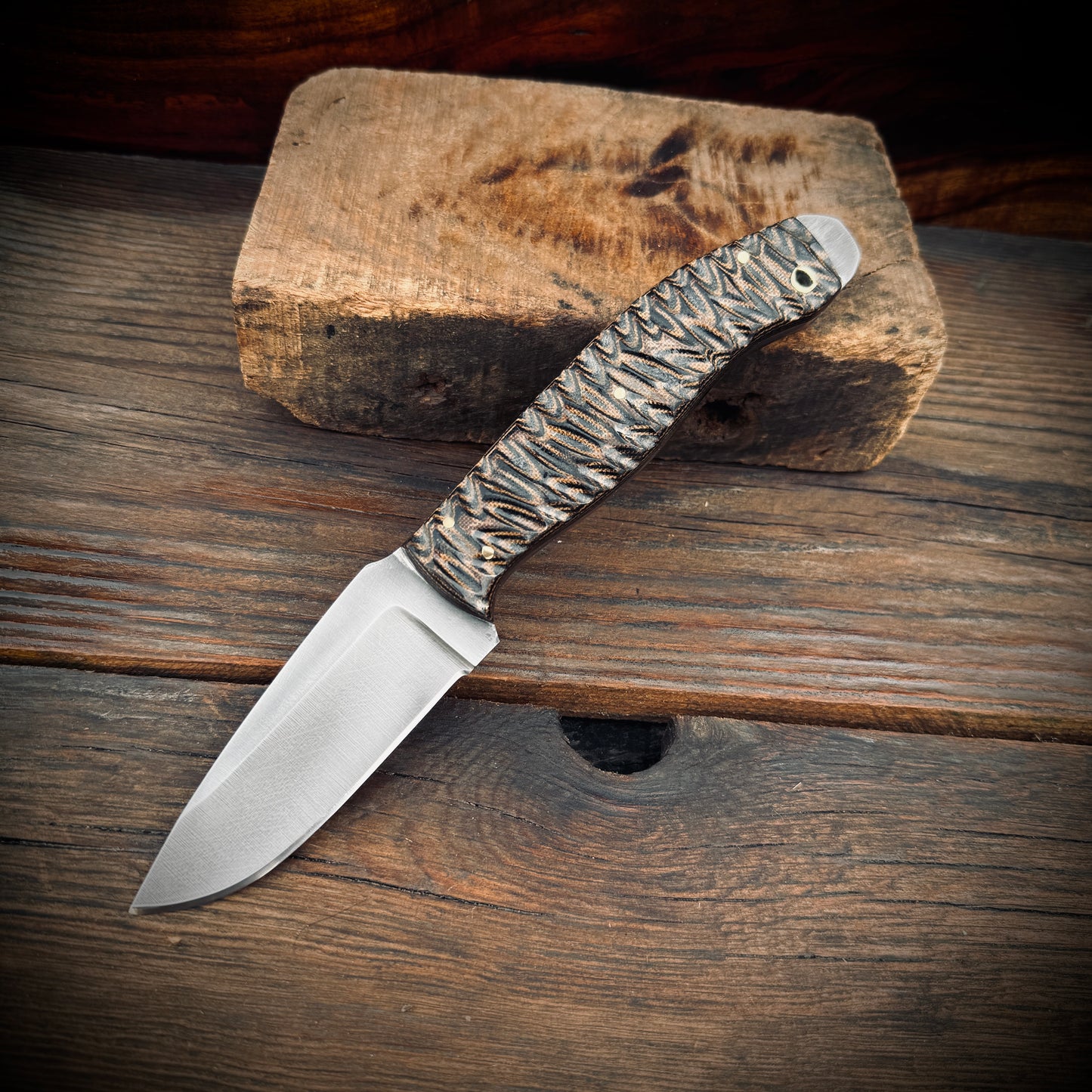 SCK-23 CUSTOM HANDMADE 3V STEEL HUNTING KNIFE WITH G10 SHEATH HANDLE WITH PURE LEATHER SHEATH