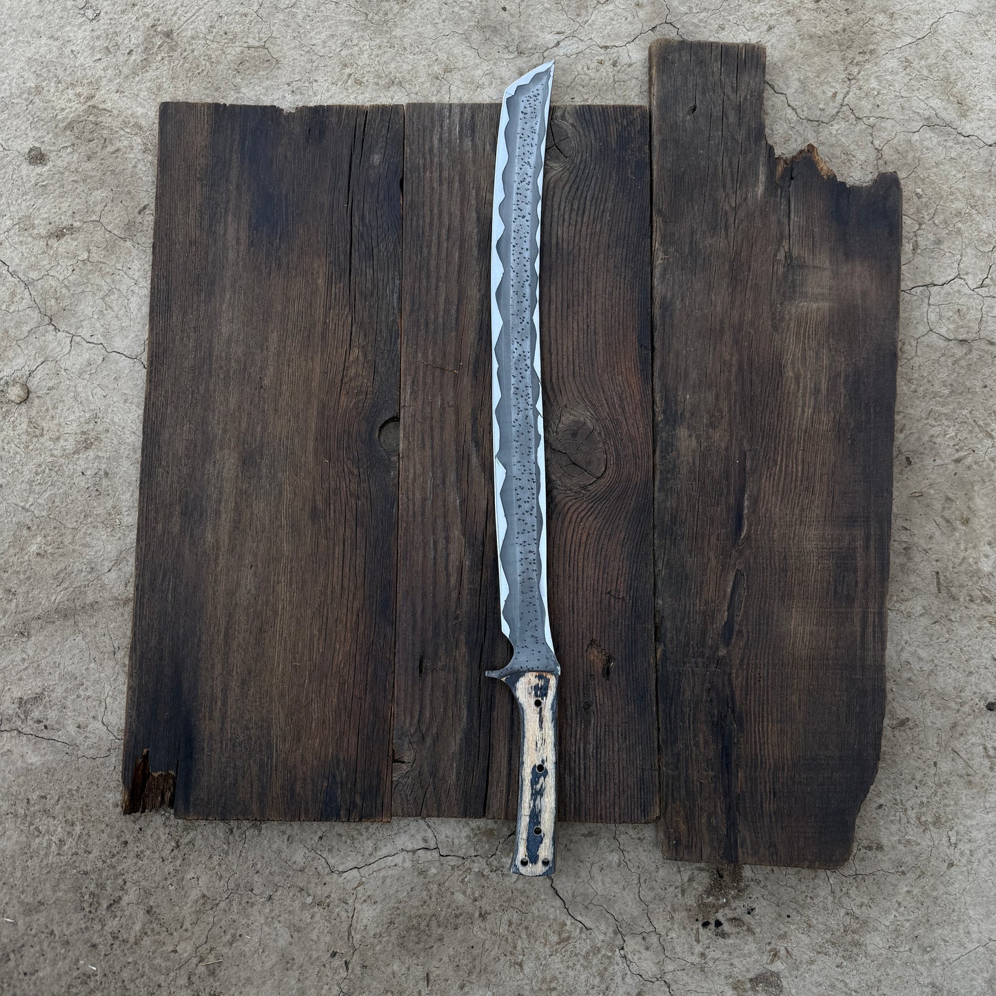 SCK-22 CUSTOM HANDMADE 3V STEEL TANTO SWORD WITH PAKKA WOOD HANDLE WITH PURE LEATHER SHEATH