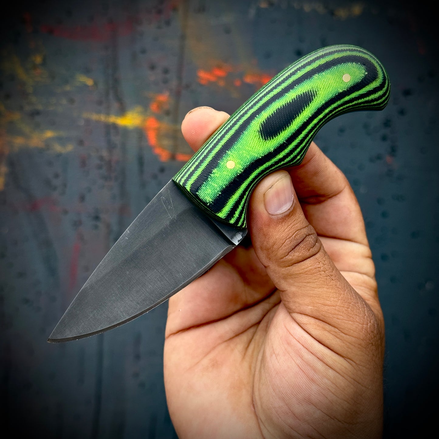 SCK-01 CUSTOM HAND MADE 3V STEEL SKINNER EDC KNIFE WITH G10 SHEATH HANDLE WITH PURE LEATHER SHEATH