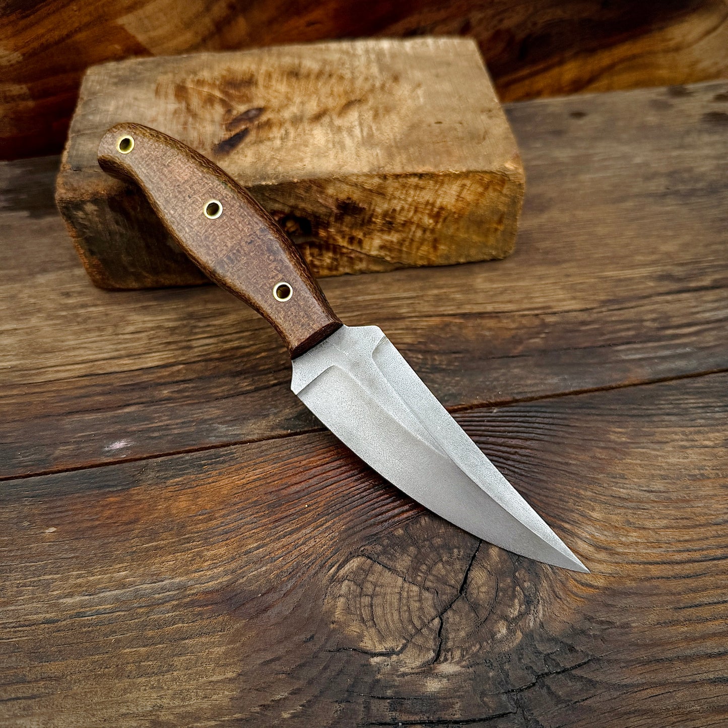 SCK-01 CUSTOM HAND MADE 440C STEEL HUNTING EDC ELVIA KNIFE MICARTA SHEATG HANDLE WITH PURE LEATHER SHEATH