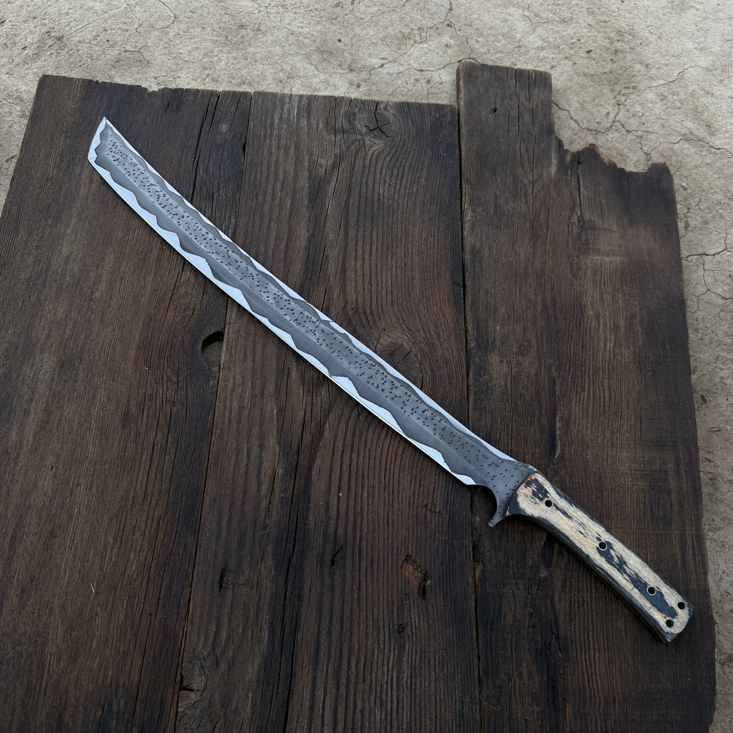 SCK-22 CUSTOM HANDMADE 3V STEEL TANTO SWORD WITH PAKKA WOOD HANDLE WITH PURE LEATHER SHEATH