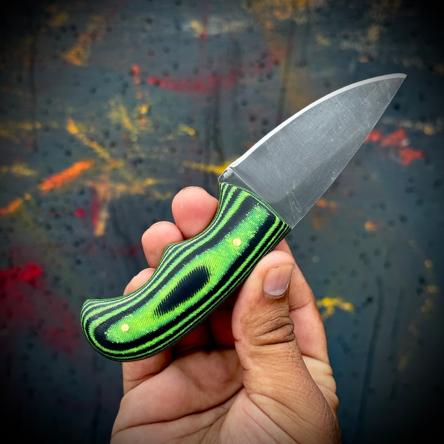 SCK-01 CUSTOM HAND MADE 3V STEEL SKINNER EDC KNIFE WITH G10 SHEATH HANDLE WITH PURE LEATHER SHEATH