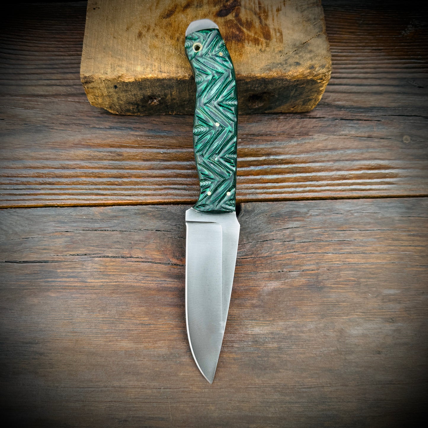 SCK-24 CUSTOM HANDMADE 3V STEEL HUNTING KNIFE WITH G10 SHEATH HANDLE WITH PURE LEATHER SHEATH
