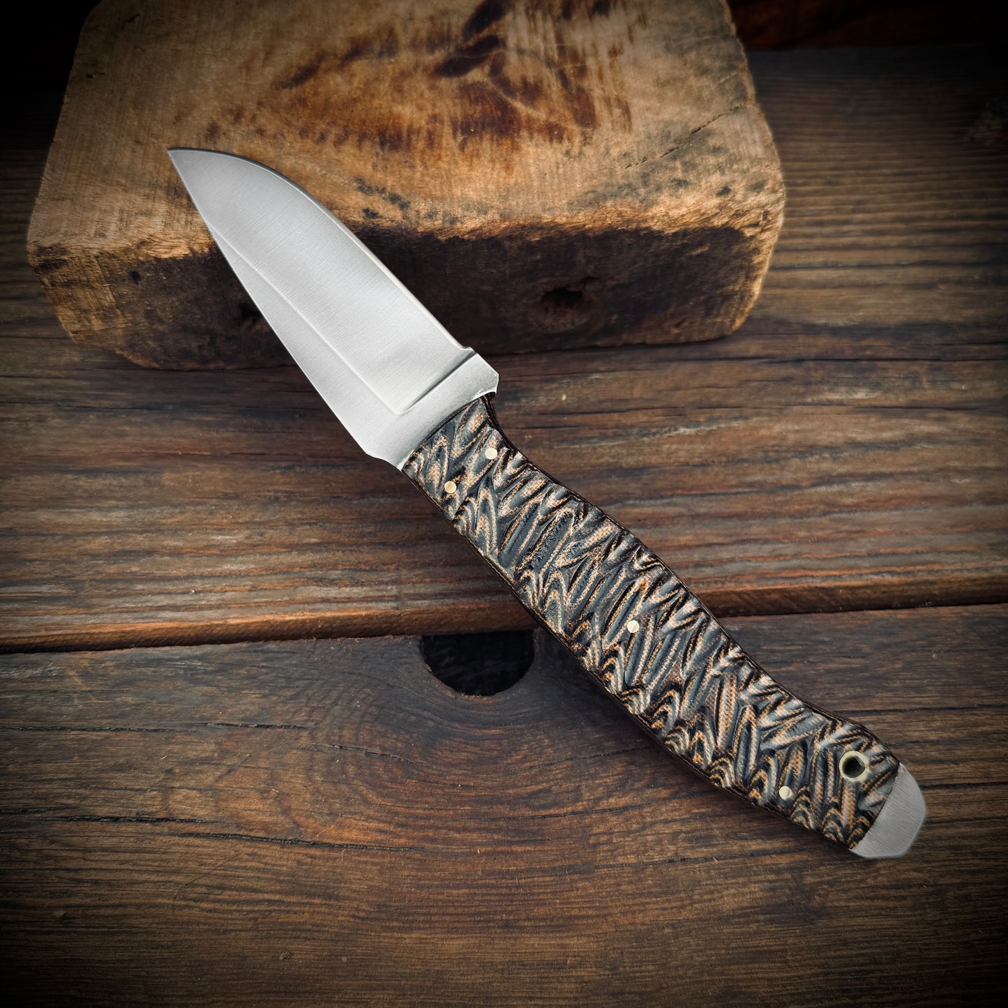 SCK-23 CUSTOM HANDMADE 3V STEEL HUNTING KNIFE WITH G10 SHEATH HANDLE WITH PURE LEATHER SHEATH