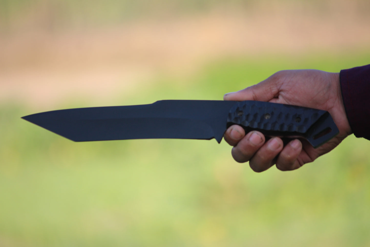 SCK-12 CUSTOM HANDMADE 3V STEEL HUNTING TANTO KNIFE WITH G10 SHEATH HANDLE WITH PURE LEATHER SHEATH