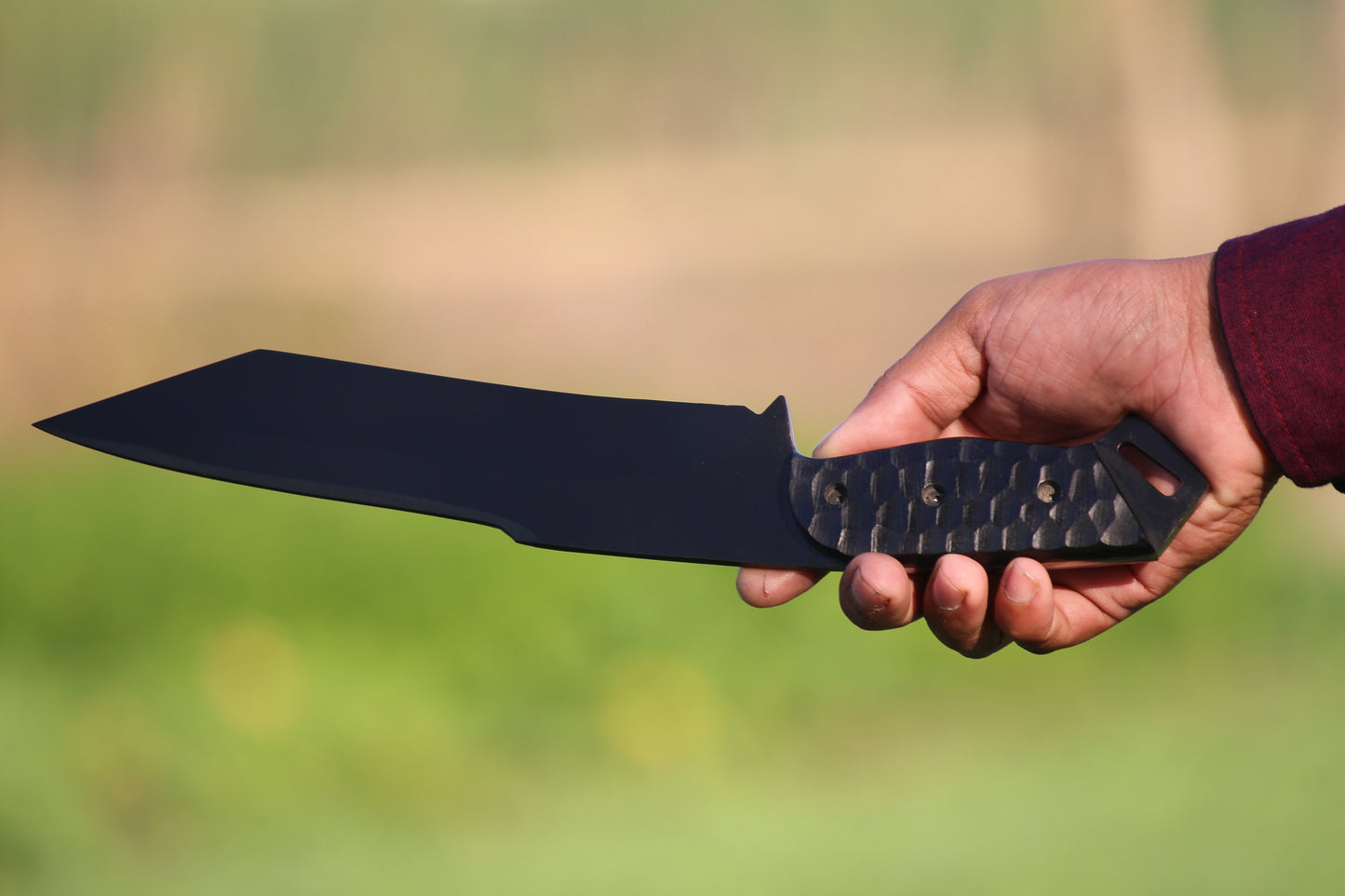 SCK-12 CUSTOM HANDMADE 3V STEEL HUNTING TANTO KNIFE WITH G10 SHEATH HANDLE WITH PURE LEATHER SHEATH