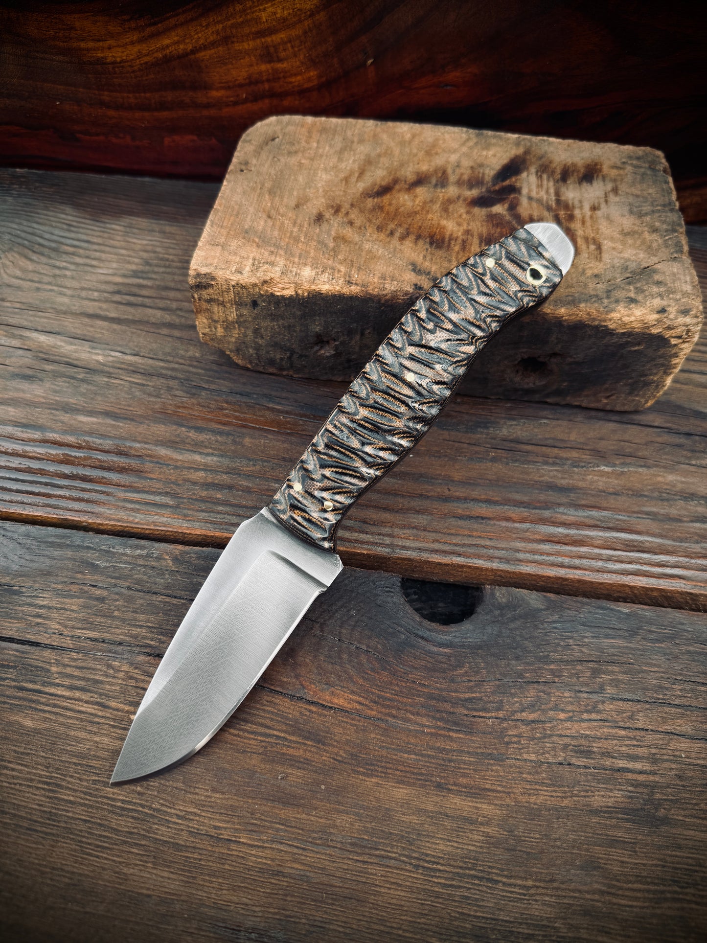 SCK-23 CUSTOM HANDMADE 3V STEEL HUNTING KNIFE WITH G10 SHEATH HANDLE WITH PURE LEATHER SHEATH
