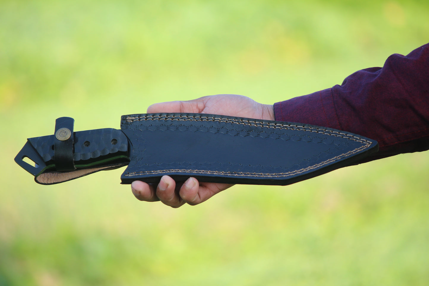 SCK-12 CUSTOM HANDMADE 3V STEEL HUNTING TANTO KNIFE WITH G10 SHEATH HANDLE WITH PURE LEATHER SHEATH