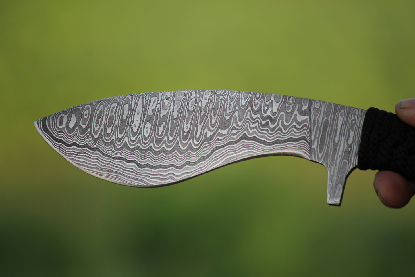 SCK-09 CUSTOM HANDMADE DAMASCUS STEEL HUNTING KUKRI KNIFE WITH CORD WARP HANDLE WITH PURE LEATHER SHEATH