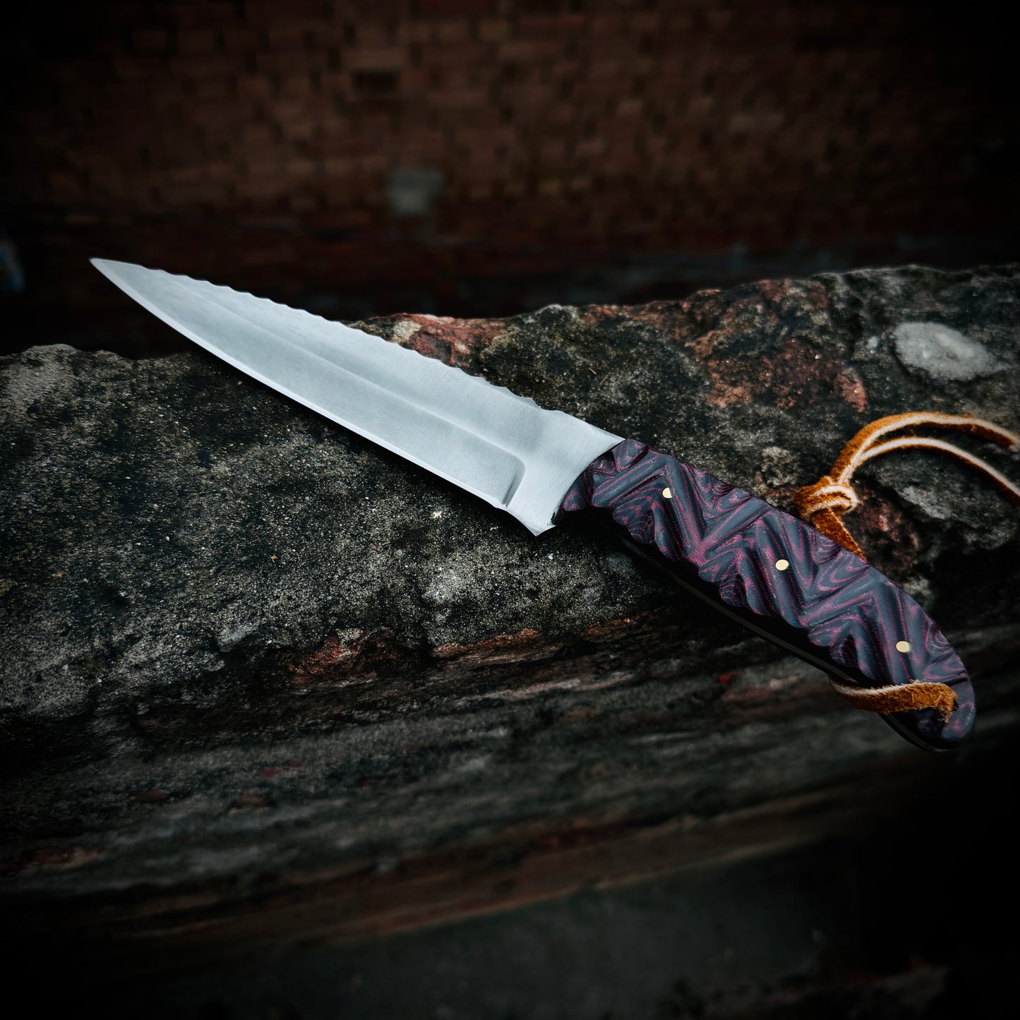 SCK-27 CUSTOM HANDMADE 3V STEEL HUNTING KNIFE WITH G10 SHEATH HANDLE WITH PURE LEATHER SHEATH