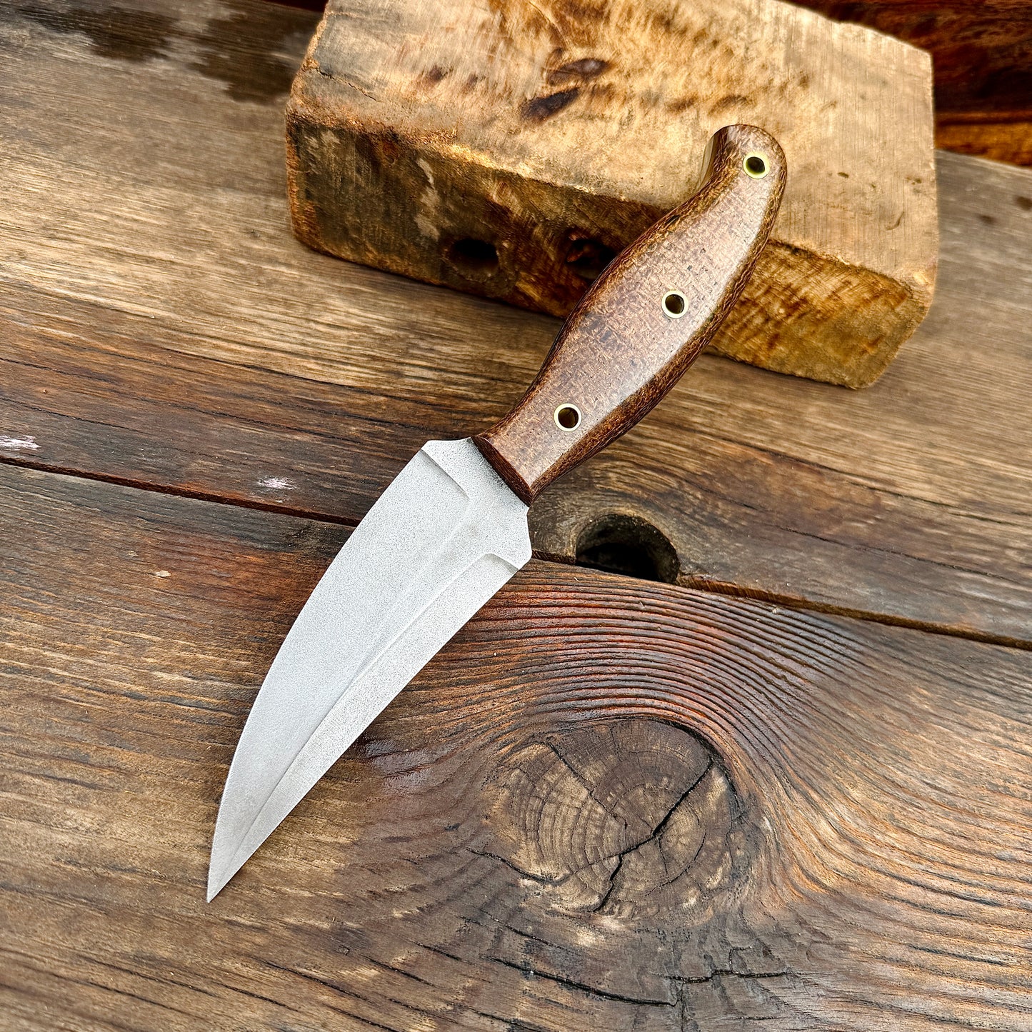 SCK-01 CUSTOM HAND MADE 440C STEEL HUNTING EDC ELVIA KNIFE MICARTA SHEATG HANDLE WITH PURE LEATHER SHEATH
