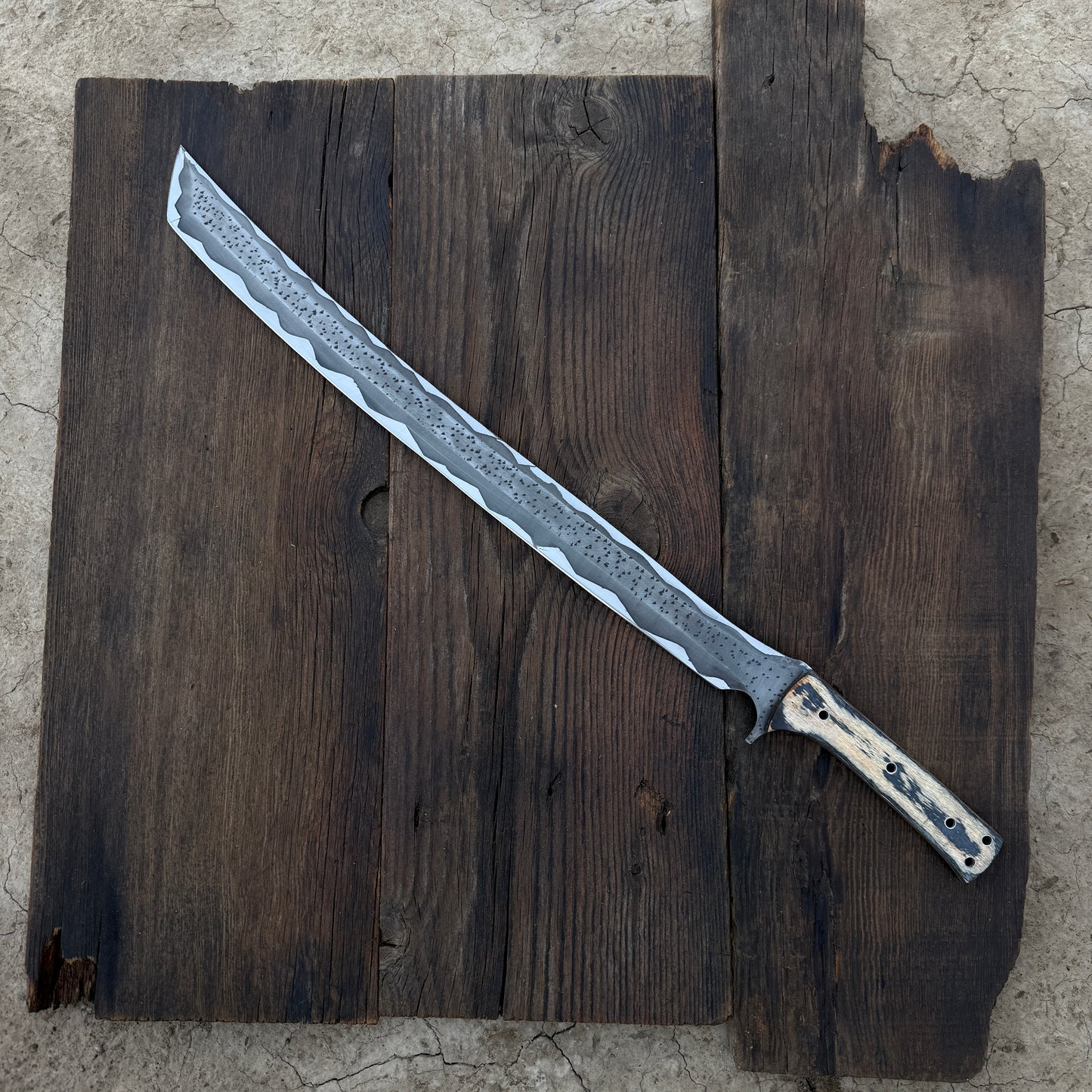 SCK-22 CUSTOM HANDMADE 3V STEEL TANTO SWORD WITH PAKKA WOOD HANDLE WITH PURE LEATHER SHEATH