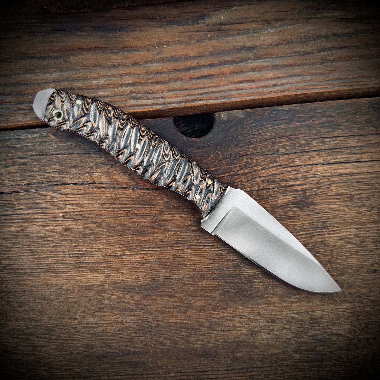 SCK-23 CUSTOM HANDMADE 3V STEEL HUNTING KNIFE WITH G10 SHEATH HANDLE WITH PURE LEATHER SHEATH