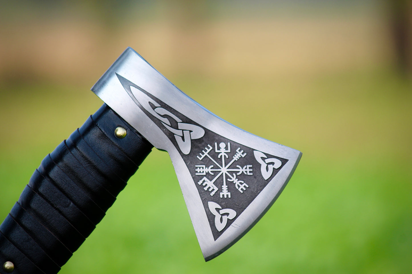 SCK-07 CUSTOM HANDMADE 440C STEEL HUNTING VIKING AE WITH ASH WOOD HANDLE WITH PURE LEATHER SHEATHX