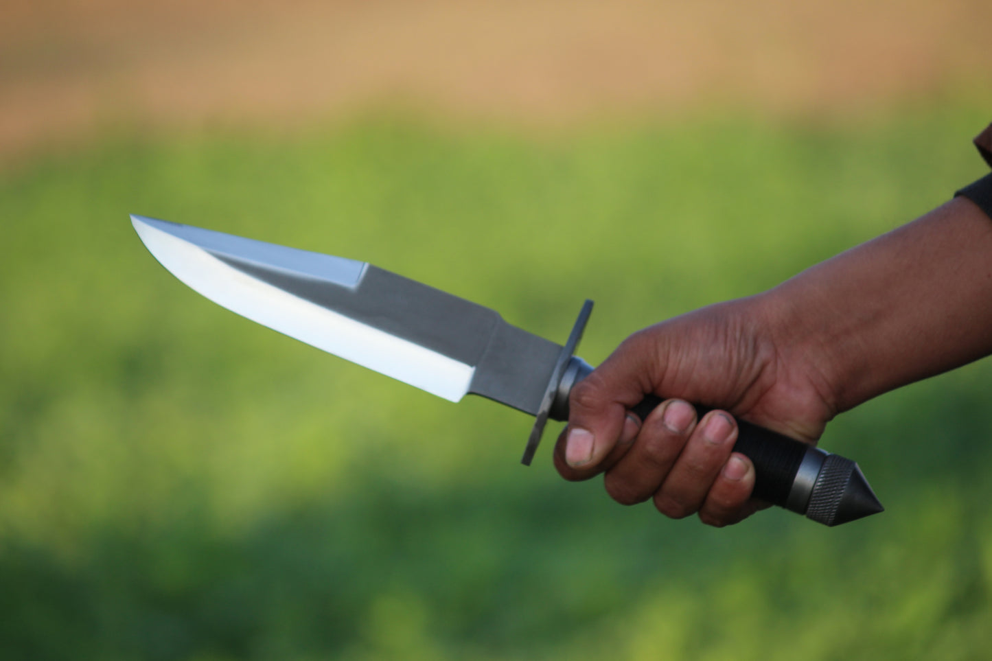 SCK-16 CUSTOM HANDMADE 3V STEEL HUNTING RAMBO MOVIE KNIFE WITH STEEL AND CORD WARP HANDLE WITH PURE LEATHER SHEATH