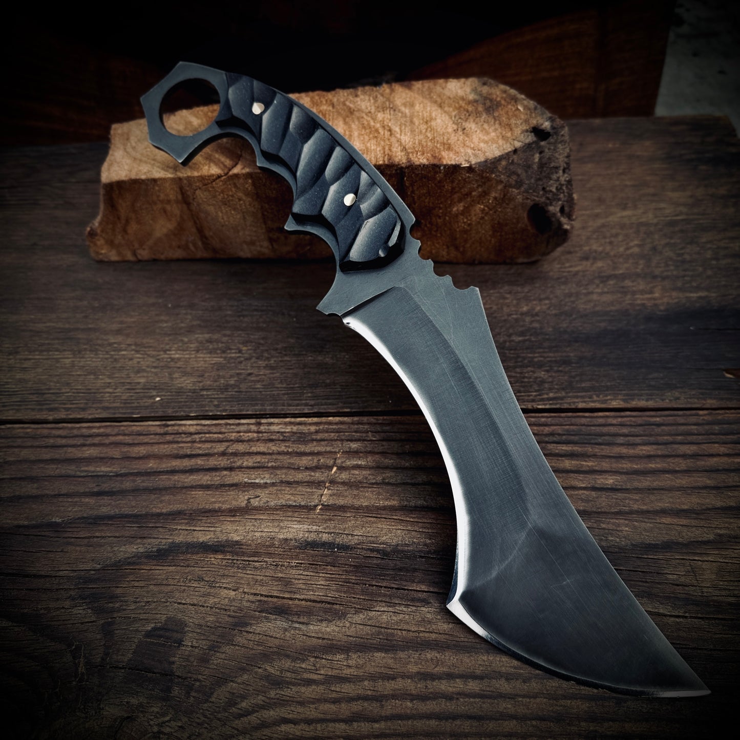SCK-20 CUSTOM HANDMADE 3V STEEL HUNTING BIG TANTO KNIFE WITH G10 SHEATH HANDLE WITH PURE LEATHER SHEATH