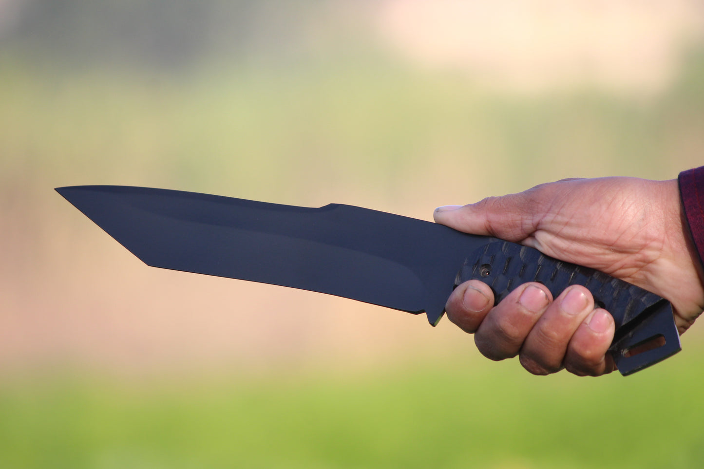 SCK-12 CUSTOM HANDMADE 3V STEEL HUNTING TANTO KNIFE WITH G10 SHEATH HANDLE WITH PURE LEATHER SHEATH