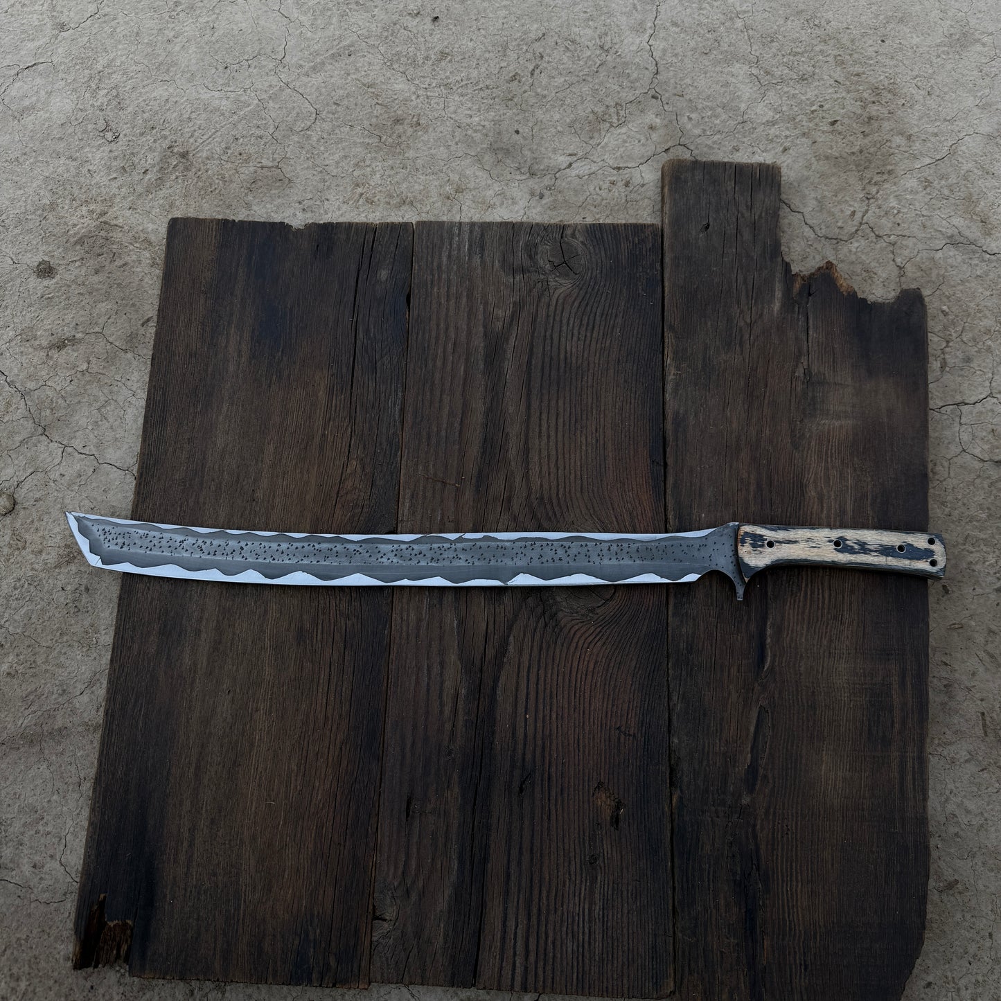 SCK-22 CUSTOM HANDMADE 3V STEEL TANTO SWORD WITH PAKKA WOOD HANDLE WITH PURE LEATHER SHEATH