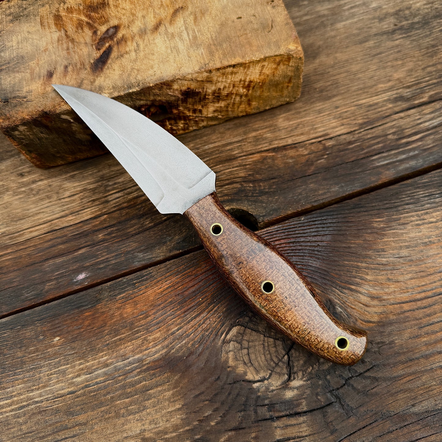 SCK-01 CUSTOM HAND MADE 440C STEEL HUNTING EDC ELVIA KNIFE MICARTA SHEATG HANDLE WITH PURE LEATHER SHEATH