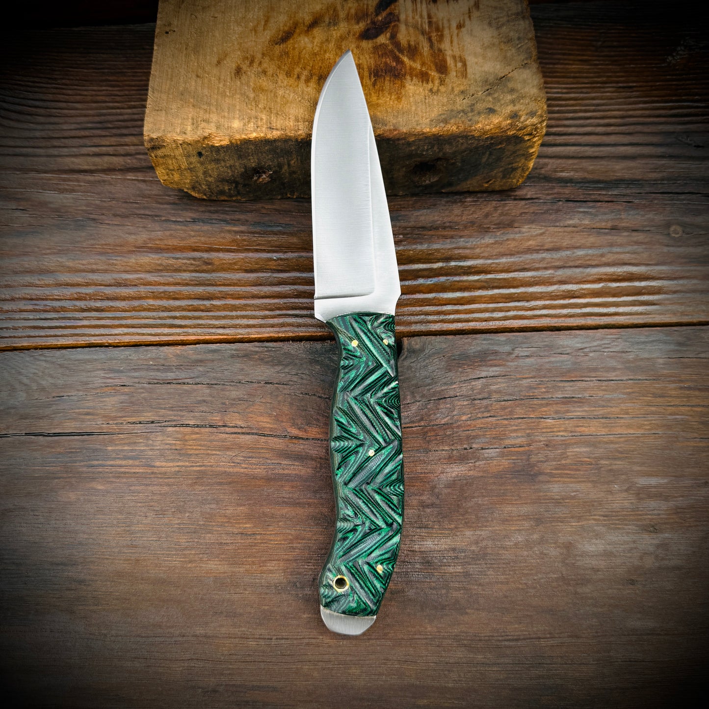 SCK-24 CUSTOM HANDMADE 3V STEEL HUNTING KNIFE WITH G10 SHEATH HANDLE WITH PURE LEATHER SHEATH