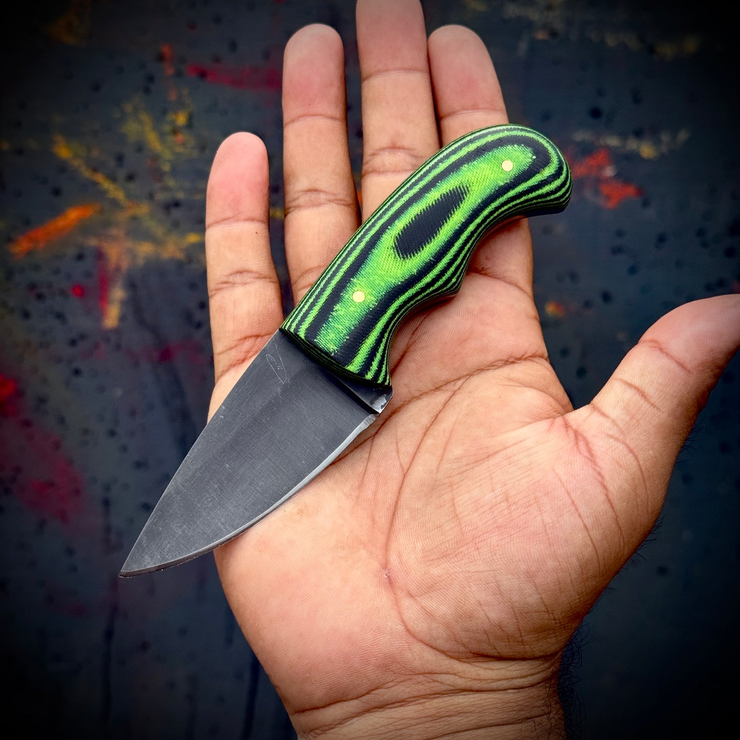 SCK-01 CUSTOM HAND MADE 3V STEEL SKINNER EDC KNIFE WITH G10 SHEATH HANDLE WITH PURE LEATHER SHEATH