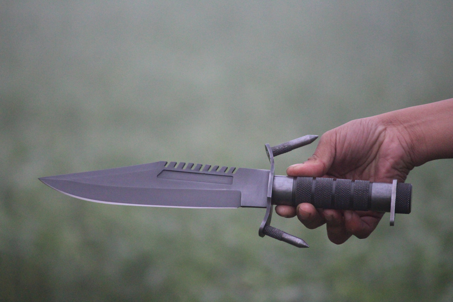 SCK-17 CUSTOM HANDMADE 3V STEEL HUNTING RAMBO MOVIE KNIFE WITH STEEL HANDLE WITH PURE LEATHER SHEATH
