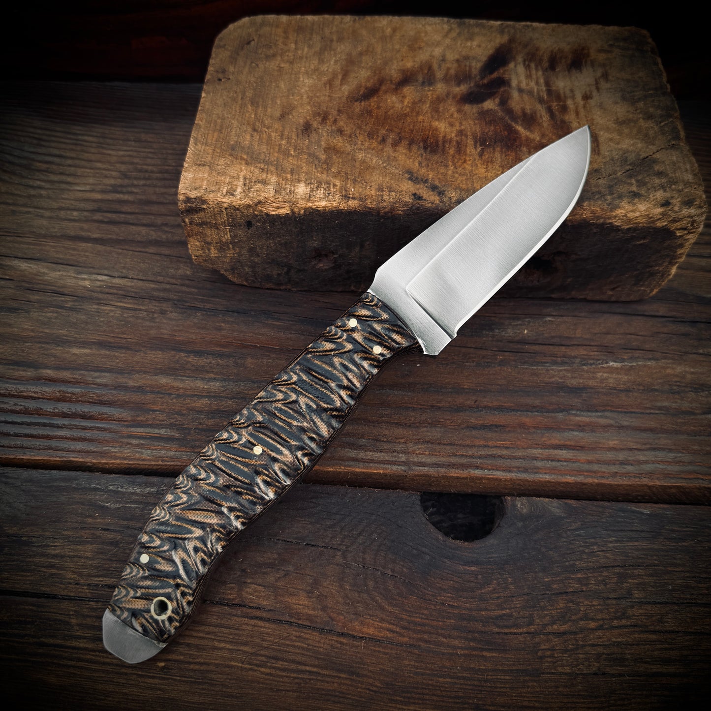 SCK-23 CUSTOM HANDMADE 3V STEEL HUNTING KNIFE WITH G10 SHEATH HANDLE WITH PURE LEATHER SHEATH