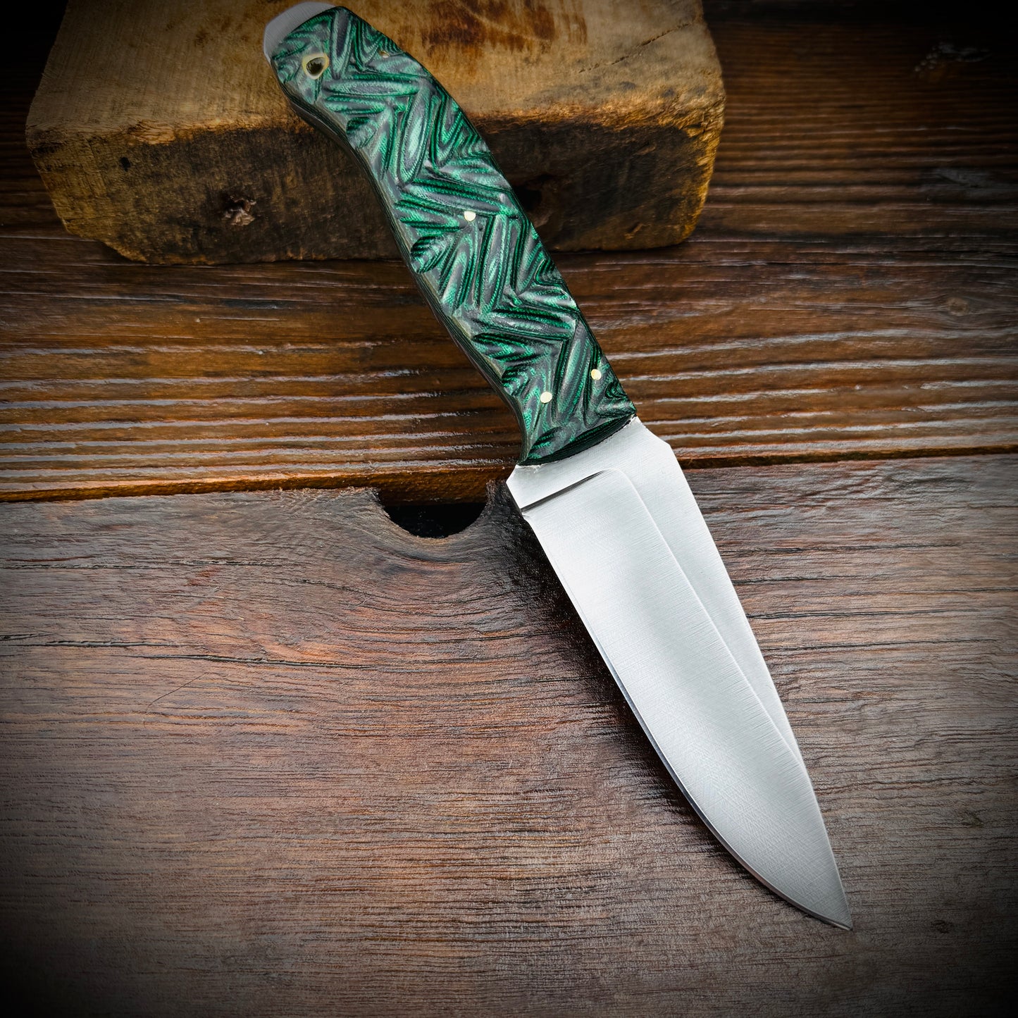 SCK-24 CUSTOM HANDMADE 3V STEEL HUNTING KNIFE WITH G10 SHEATH HANDLE WITH PURE LEATHER SHEATH