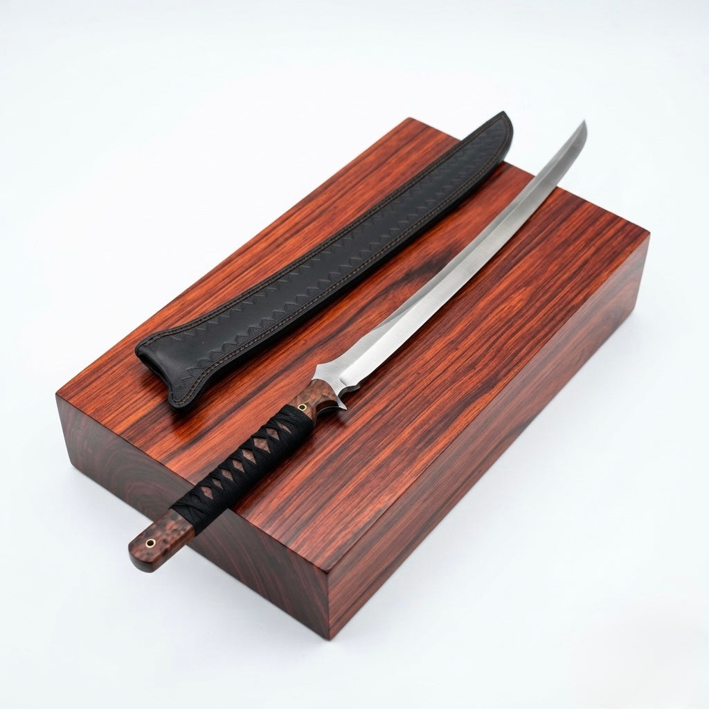 SCK-39 CUSTOM HANDMADE 440C STEEL KATANA BATTLE READY SWORD WITH ROSE WOOD HANDLE WITH PURE LEATHER SHEATH