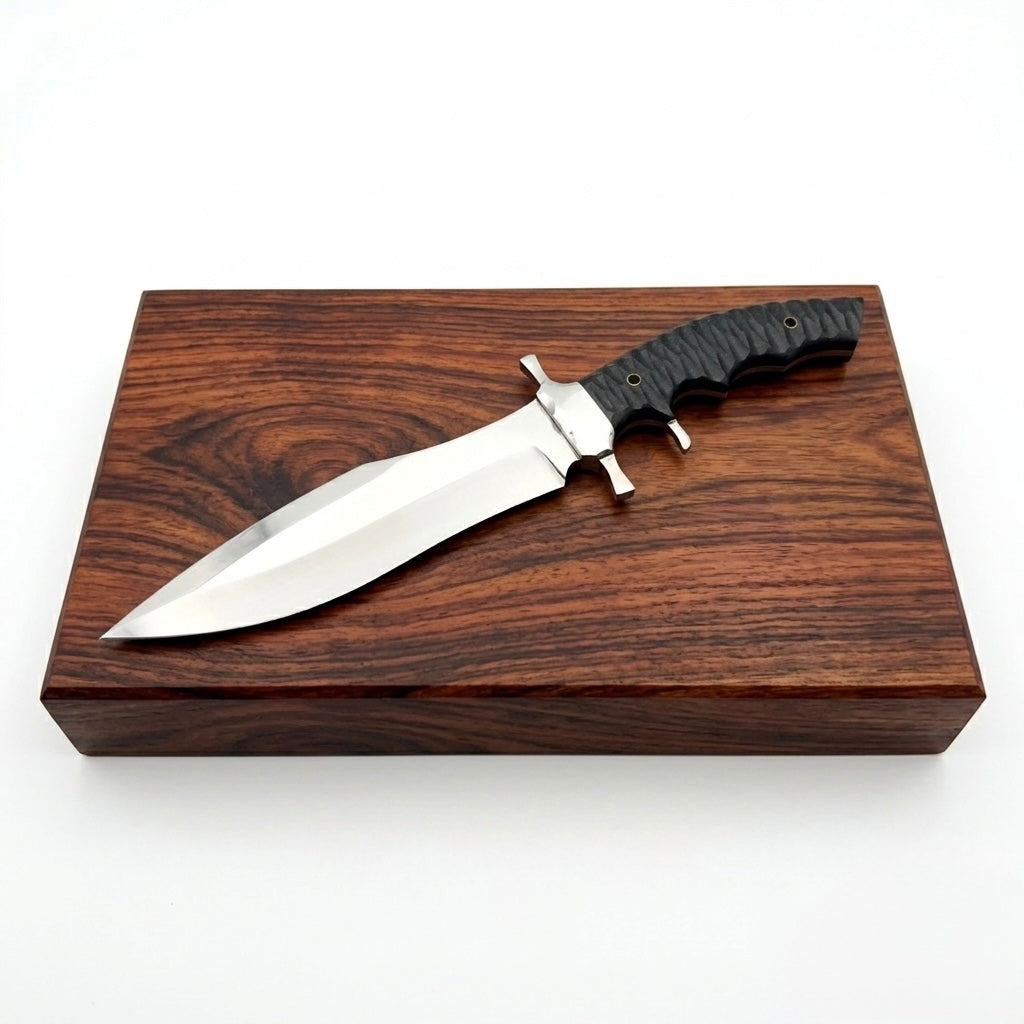 SCK-28 CUSTOM HANDMADE 3V STEEL HUNTING RAMBO MOVIE KNIFE WITH G10 SHEATH HANDLE WITH PURE LEATHER SHEATH