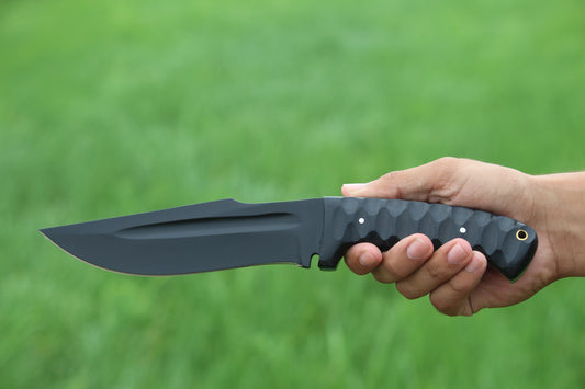 SCK-05 CUSTOM HAND MADE 3V STEEL HUNTING KNIFE WITH G10 SHEATH HANDLE WITH PURE LEATHER SHEATH