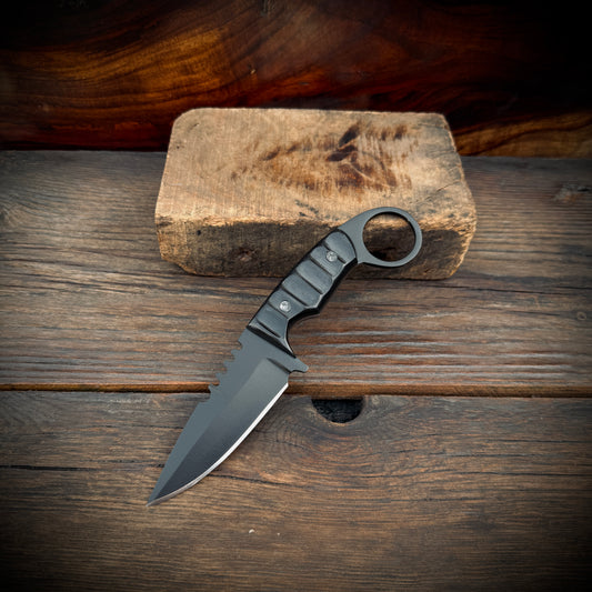 SCK-03 CUSTOM HANDMADE 3V STEEL SKINNER KNIFE WITH G10 SHEATH HANDLE AND LEATHER SHEATH.