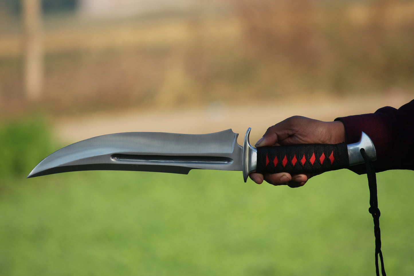 SCK-13 CUSTOM HANDMADE 440C STEEL HUNTING BOWIE KNIFE WITH CORD WARP HANDLE WITH PURE LEATHER SHEATH