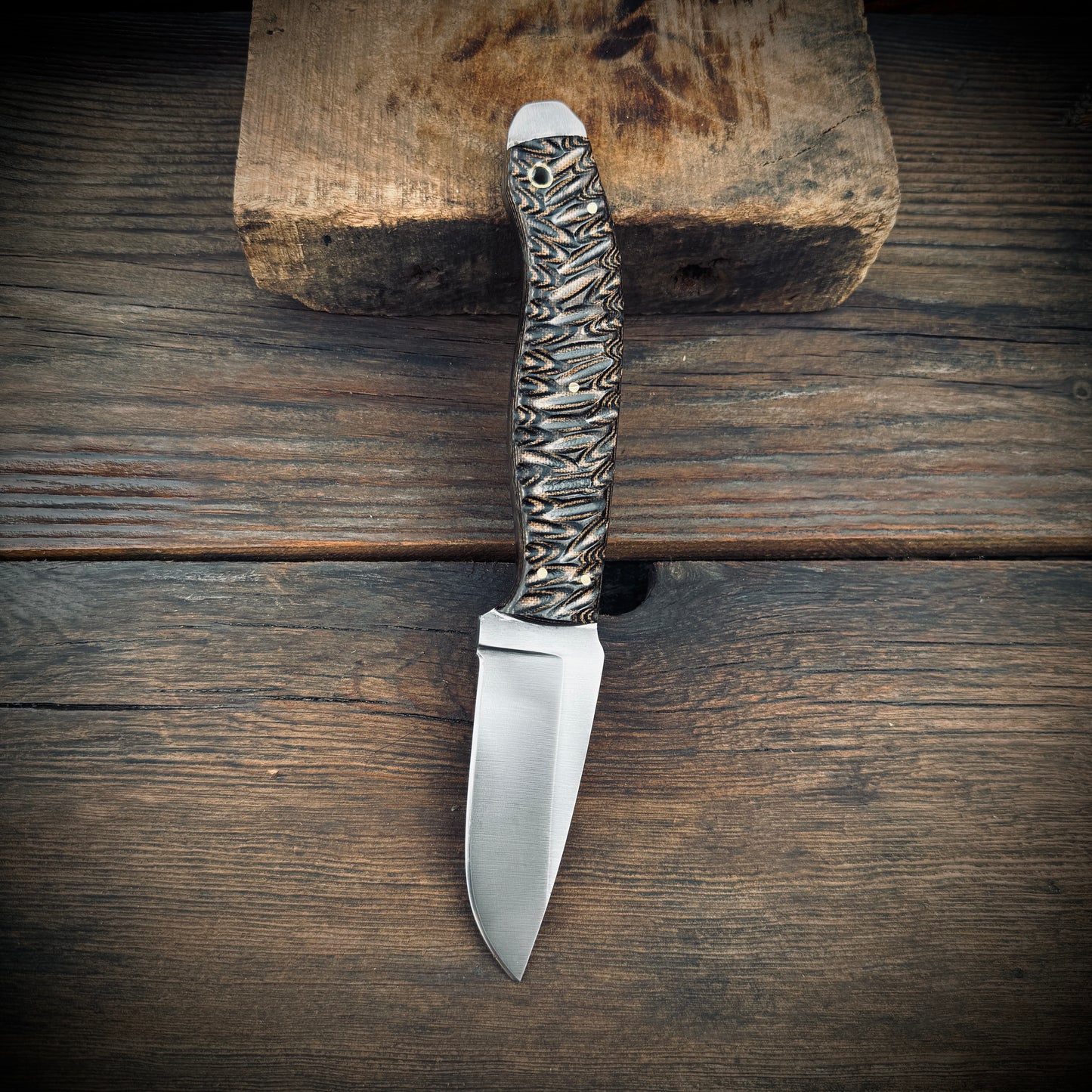 SCK-23 CUSTOM HANDMADE 3V STEEL HUNTING KNIFE WITH G10 SHEATH HANDLE WITH PURE LEATHER SHEATH