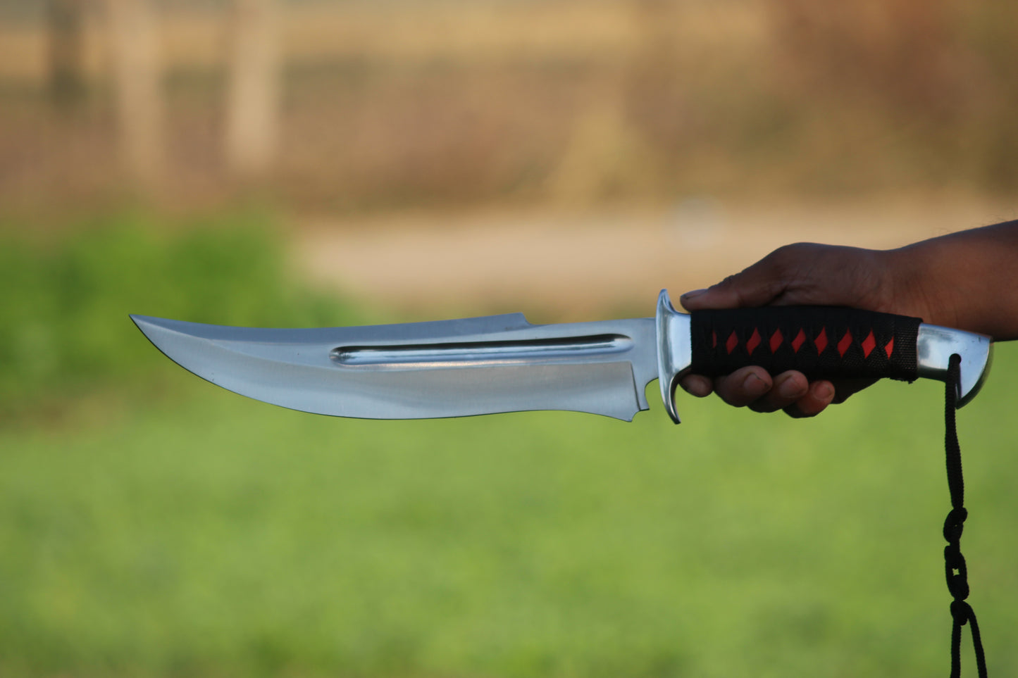 SCK-13 CUSTOM HANDMADE 440C STEEL HUNTING BOWIE KNIFE WITH CORD WARP HANDLE WITH PURE LEATHER SHEATH