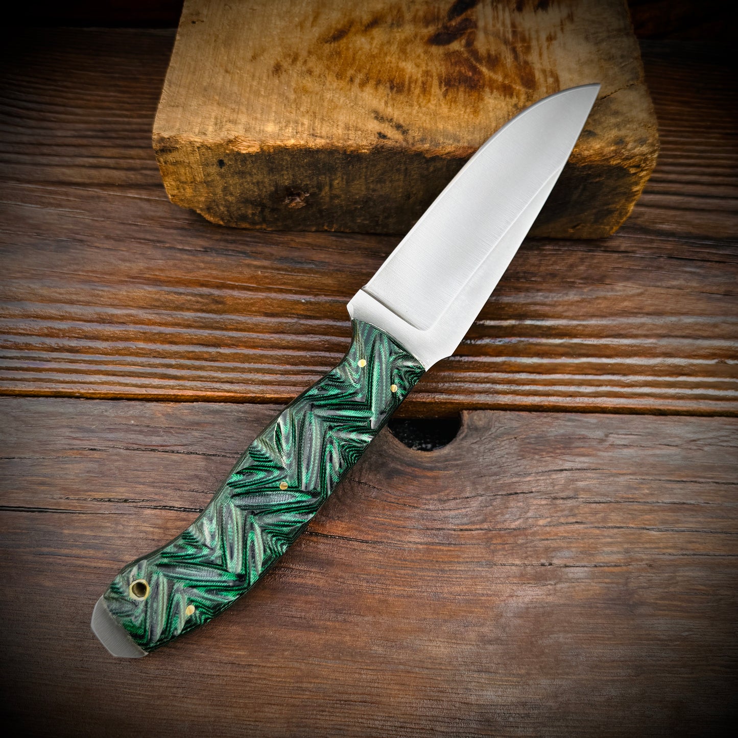 SCK-24 CUSTOM HANDMADE 3V STEEL HUNTING KNIFE WITH G10 SHEATH HANDLE WITH PURE LEATHER SHEATH