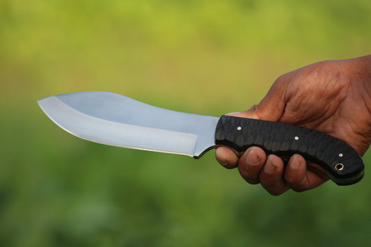 SCK-11 CUSTOM HANDMADE 3V STEEL HUNTING KNIFE WITH G10 SHEATH HANDLE WITH PURE LEATHER SHEATH
