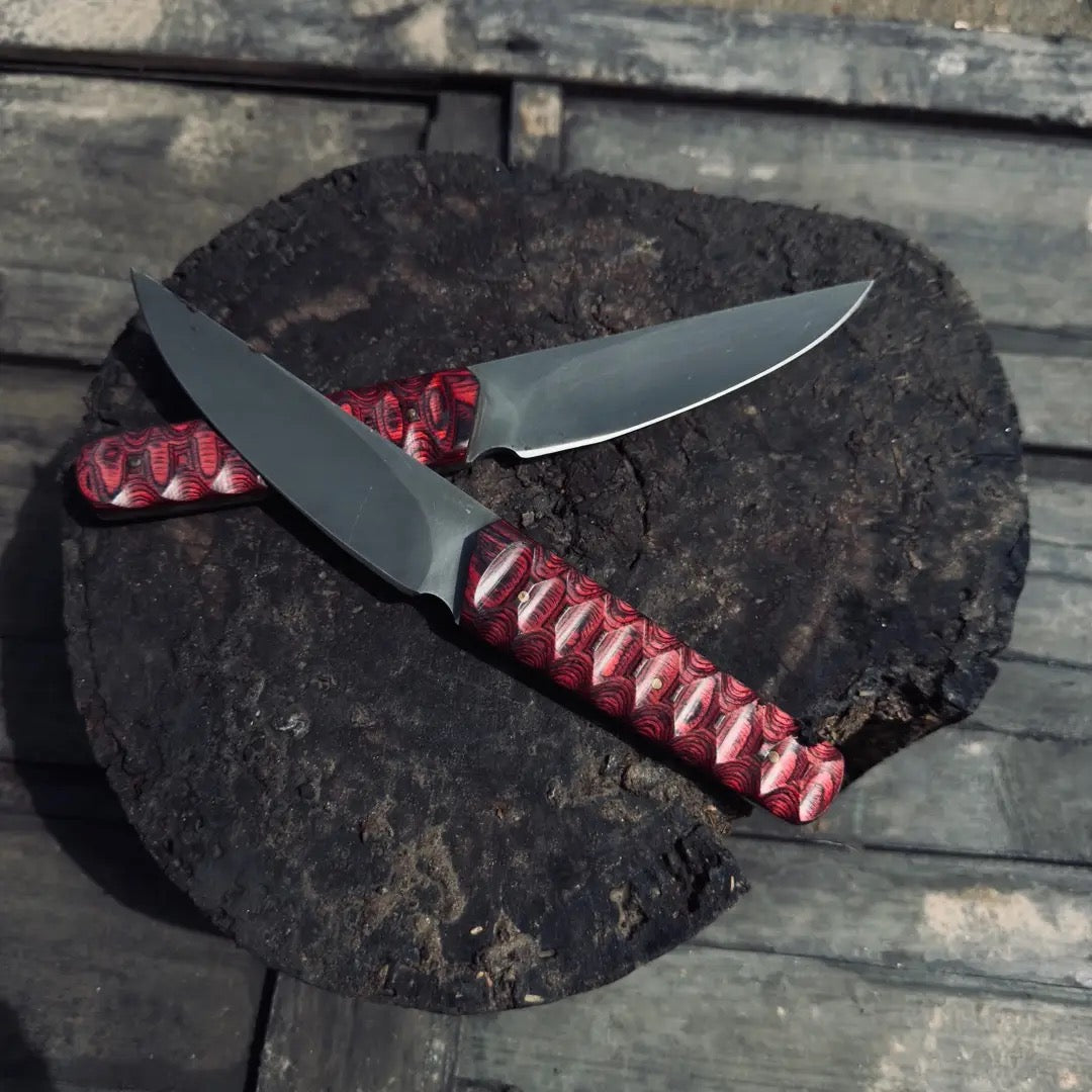 CUSTOM HANDMADE 3V STEEL EDC SKINNER KNIFE WITH PAKKA WOOD HANDLE WITH PURE LEATHER SHEATH