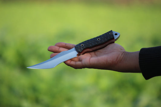 SCK-10 CUSTOM HANDMADE 3V STEEL HUNTING KNIFE WITH G10 SHEATH HANDLE WITH PURE LEATHER SHEATH
