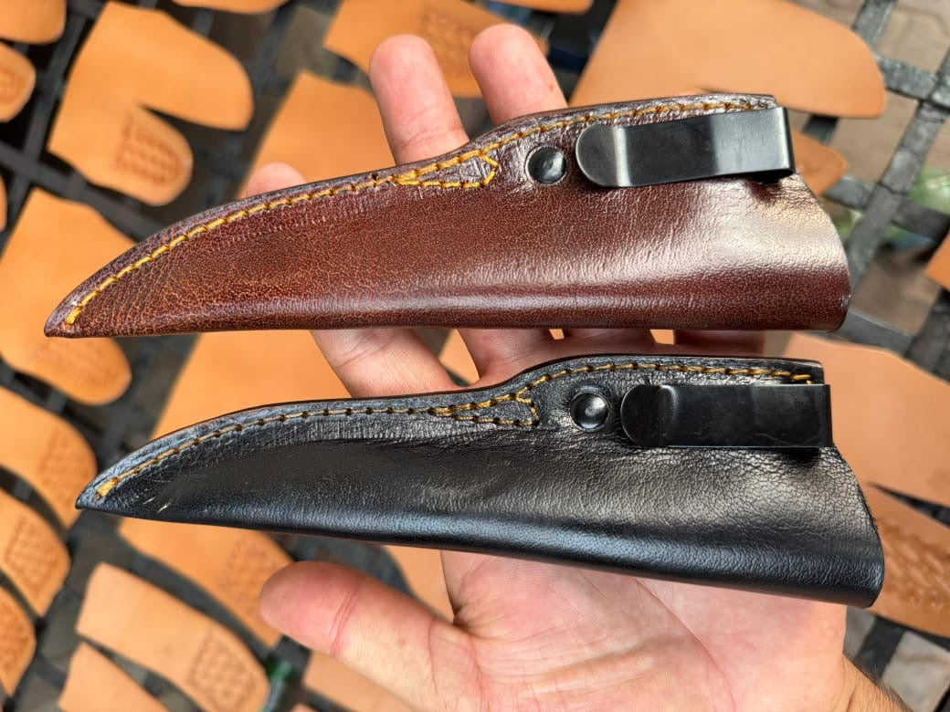 CUSTOM HANDMADE D2 STEEL SKINNER KNIFE WITH RAM HORN HANDLE WITH PURE LEATHER SHEATH