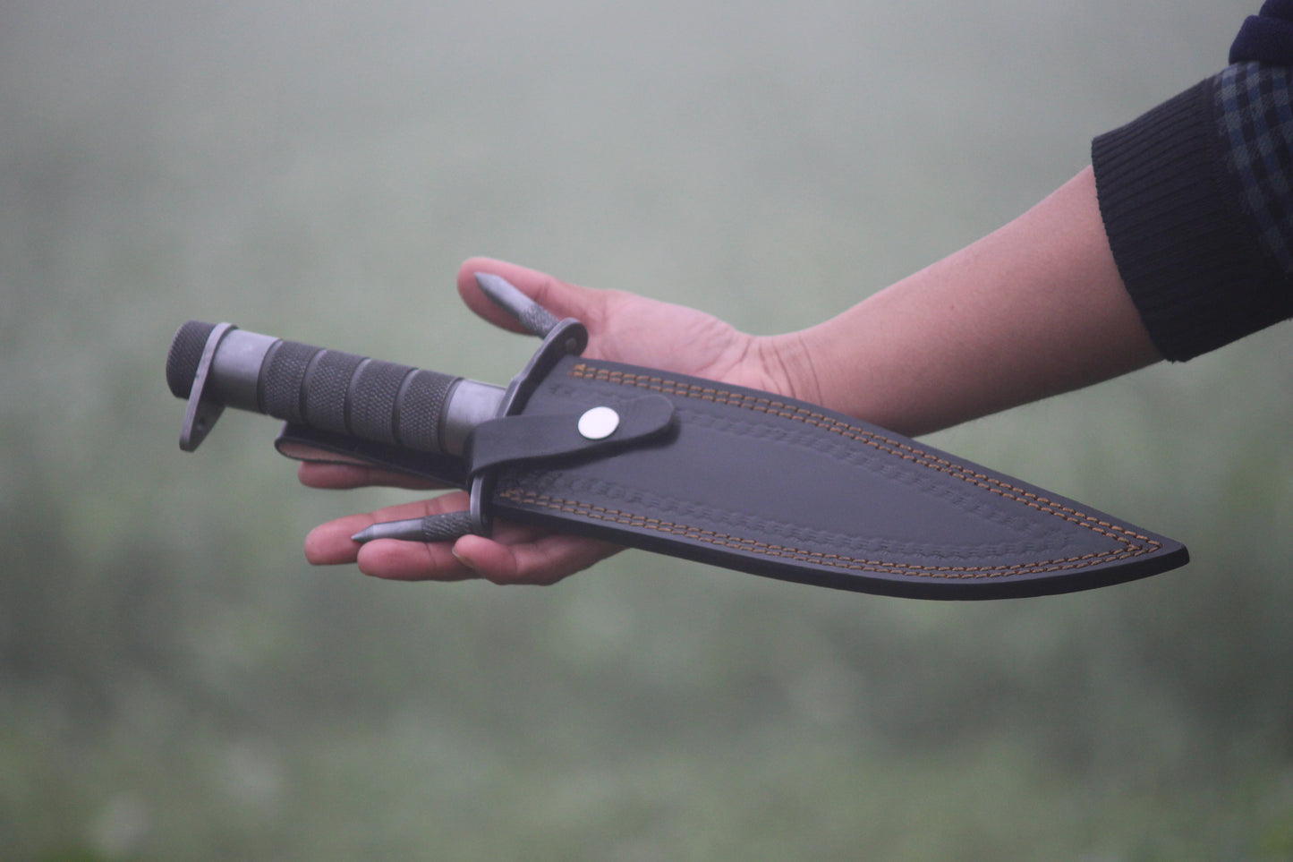 SCK-17 CUSTOM HANDMADE 3V STEEL HUNTING RAMBO MOVIE KNIFE WITH STEEL HANDLE WITH PURE LEATHER SHEATH
