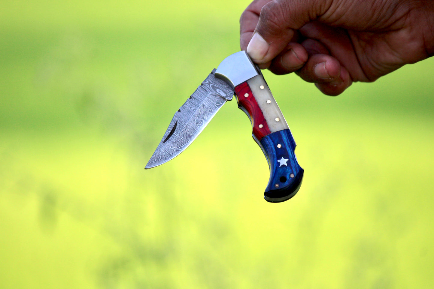 SCK-25 CUSTOM HAND MADE DAMASCUS STEEL FILDING/POCKET KNIFE WITH BONE,WOODEN SHEATH HANDLE WITH PURE LEATHER SHEATH