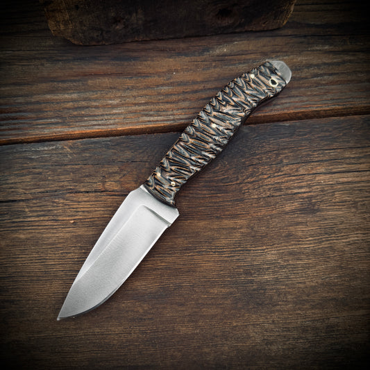 SCK-23 CUSTOM HANDMADE 3V STEEL HUNTING KNIFE WITH G10 SHEATH HANDLE WITH PURE LEATHER SHEATH