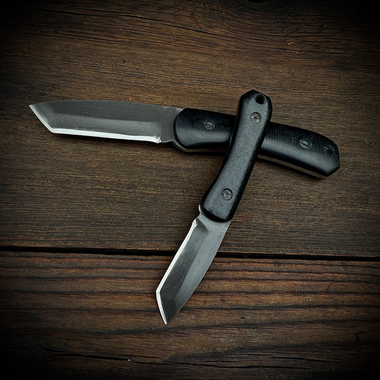 CUSTOM HANDMADE TANTO KNIFE WITH G10 HANDLE AND LEATHER SHEATH