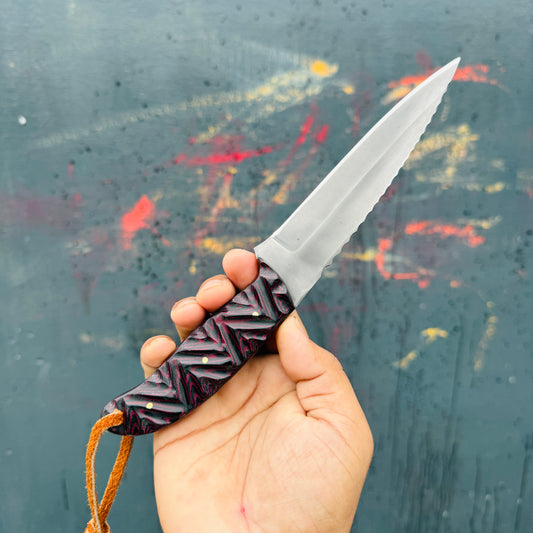 SCK-27 CUSTOM HANDMADE 3V STEEL HUNTING KNIFE WITH G10 SHEATH HANDLE WITH PURE LEATHER SHEATH