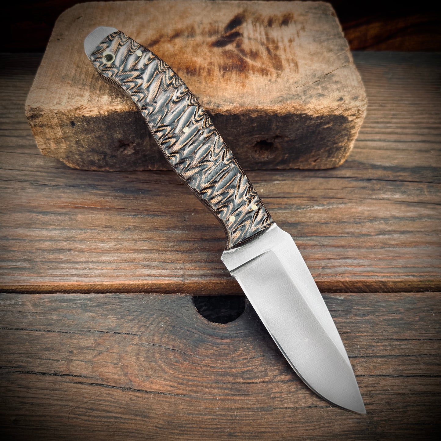 SCK-23 CUSTOM HANDMADE 3V STEEL HUNTING KNIFE WITH G10 SHEATH HANDLE WITH PURE LEATHER SHEATH
