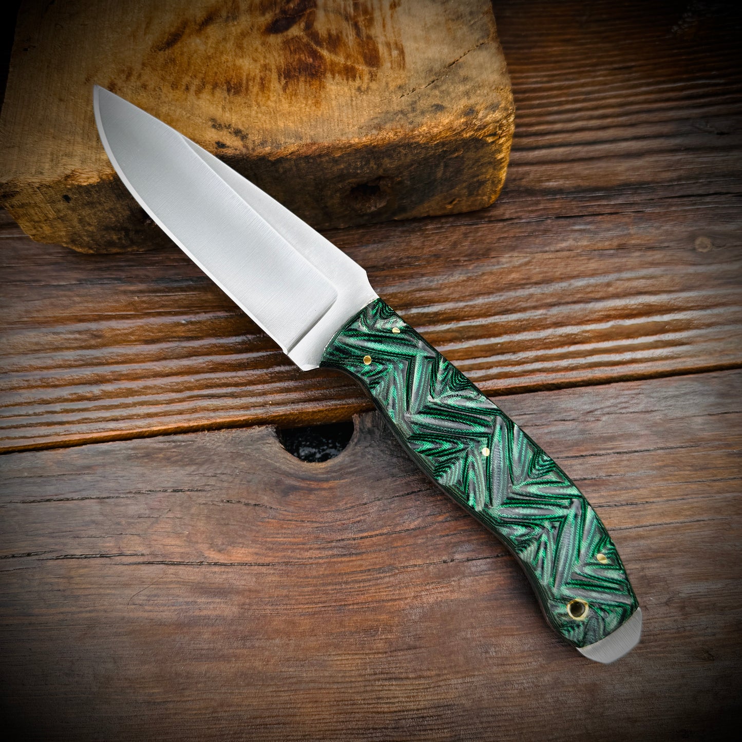 SCK-24 CUSTOM HANDMADE 3V STEEL HUNTING KNIFE WITH G10 SHEATH HANDLE WITH PURE LEATHER SHEATH