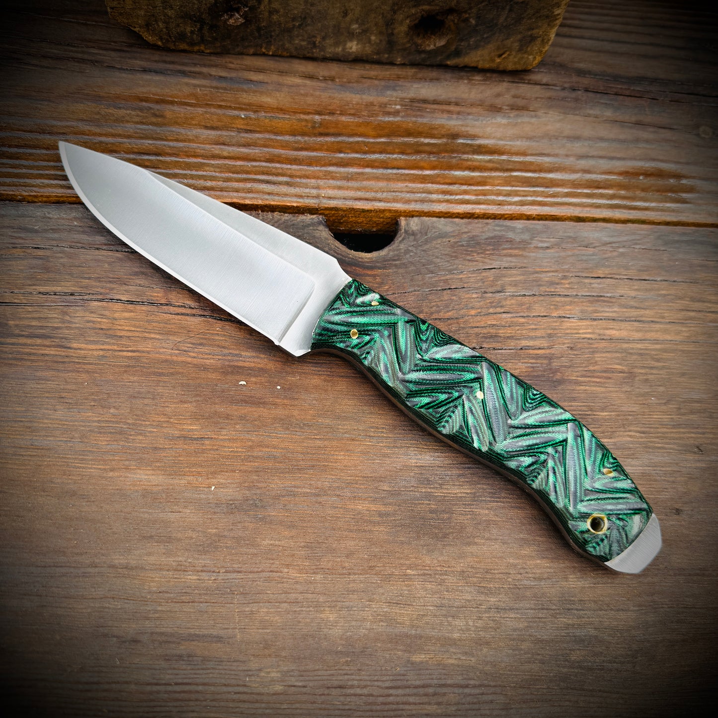 SCK-24 CUSTOM HANDMADE 3V STEEL HUNTING KNIFE WITH G10 SHEATH HANDLE WITH PURE LEATHER SHEATH