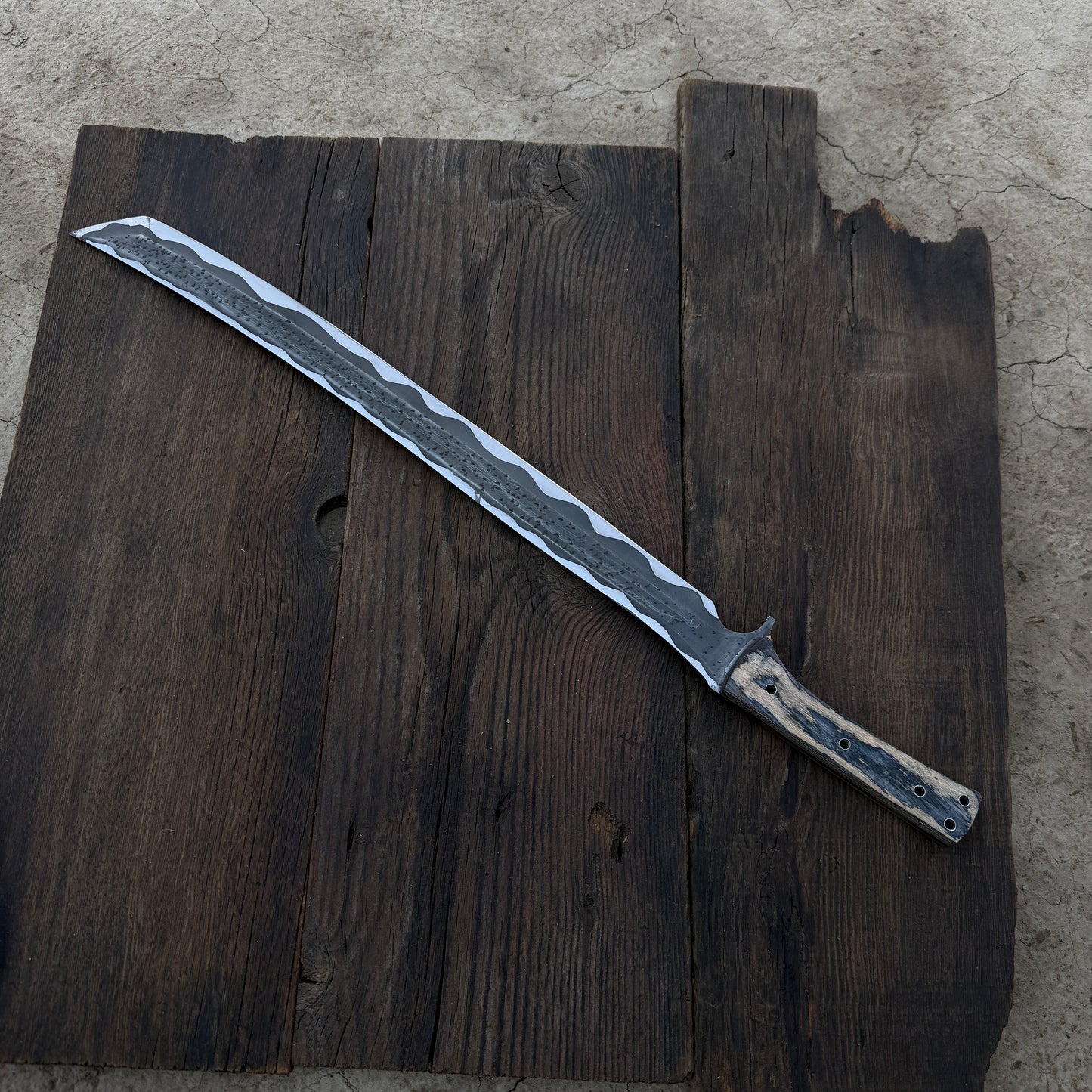 SCK-22 CUSTOM HANDMADE 3V STEEL TANTO SWORD WITH PAKKA WOOD HANDLE WITH PURE LEATHER SHEATH