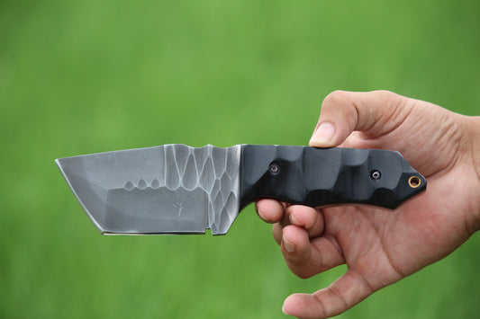 SCK-04 CUSTOM HAND MADE 3V STEEL SKINNER EDC KNIFE WITH G10 SHEATH HANDLE WITH PURE LEATHER SHEATH